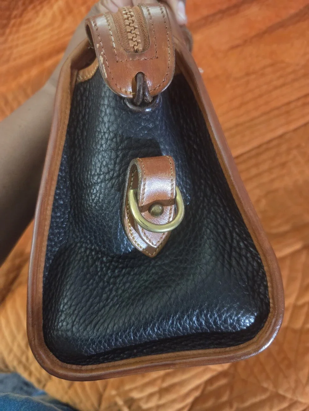 Vintage Dooney & Bourke AWL Black British Tan Satchel